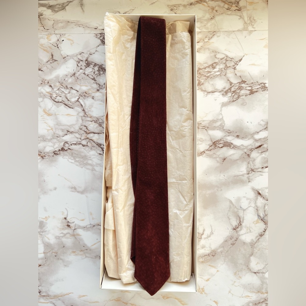 Vintage Gucci 1950s Brown Suede Leather Tie